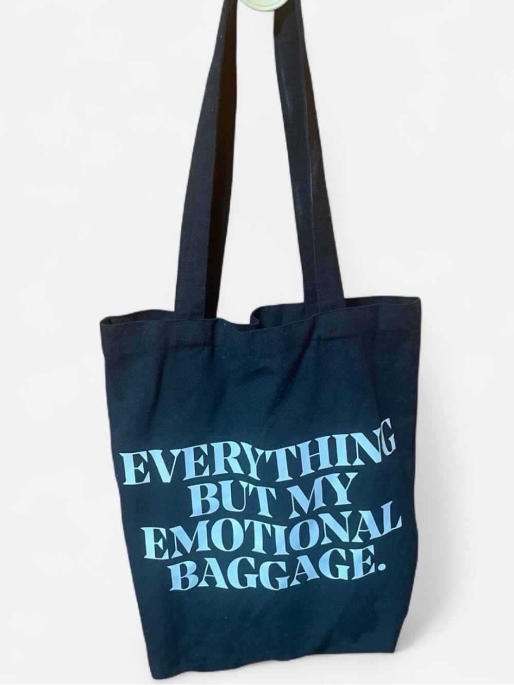 Everything But My Emotional Baggage Black Canvas Tote